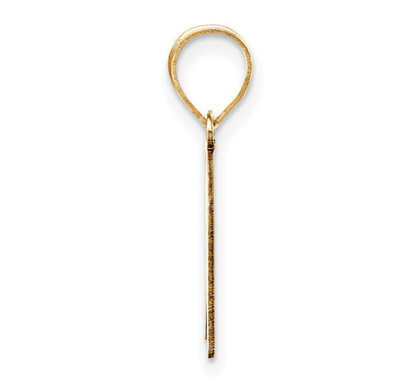 14k Yellow Gold Script Letter K Pendant, Polished Capital Monogram Charm for Women