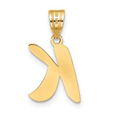 14k Yellow Gold Script Letter K Pendant, Polished Capital Monogram Charm for Women