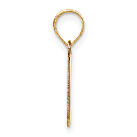 Polished Script Letter L Initial Charm Pendant in Real 14k Yellow Gold