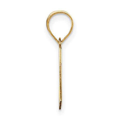 14k Yellow Gold Script Letter M Pendant, Polished Initial Charm, Unisex Monogram Jewelry