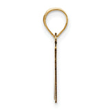 Polished Script Letter N Initial Charm Pendant in Real 14k Yellow Gold