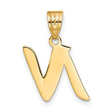 Polished Script Letter N Initial Charm Pendant in Real 14k Yellow Gold