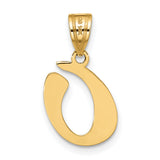 14k Yellow Gold Initial Pendant, Letter C Script Charm, Unisex Alphabet Jewelry