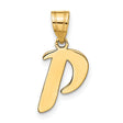 14k Yellow Gold Pendant, Script Letter P Initial Charm in Polished Cursive Style
