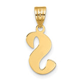 14k Yellow Gold Script Initial S Pendant, Polished Letter Charm for Women