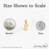 14k Yellow Gold Script Initial S Pendant, Polished Letter Charm for Women