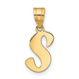 14k Yellow Gold Script Initial S Pendant, Polished Letter Charm for Women