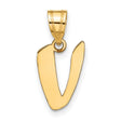 14k Yellow Gold Script Initial Pendant, Letter V Charm, Monogram Jewelry for Women