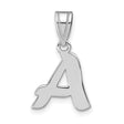 14k White Gold Initial A Pendant Charm, Polished Block Letter Script, Unisex Jewelry