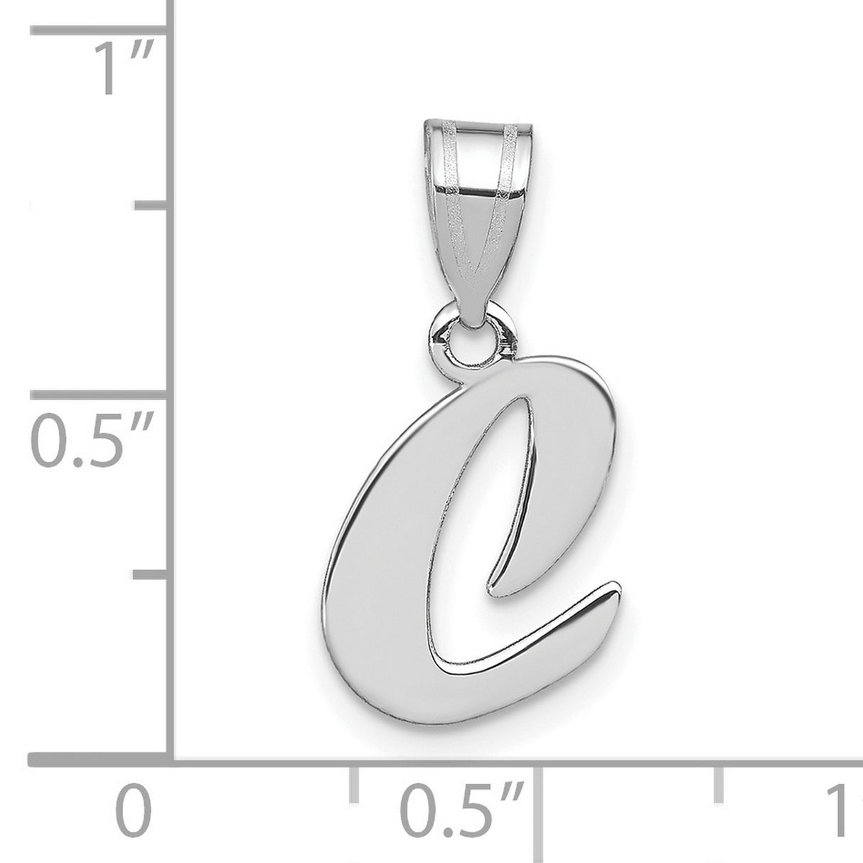 14k White Gold Script Letter C Pendant, Polished Finish, Monogram Initial Charm for Women
