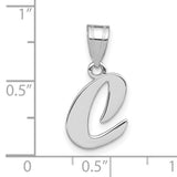 14k White Gold Script Letter C Pendant, Polished Finish, Monogram Initial Charm for Women