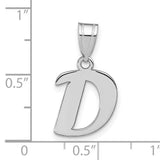 14k White Gold Initial Pendant, Bold Serif Letter D Charm for Women or Unisex Wear
