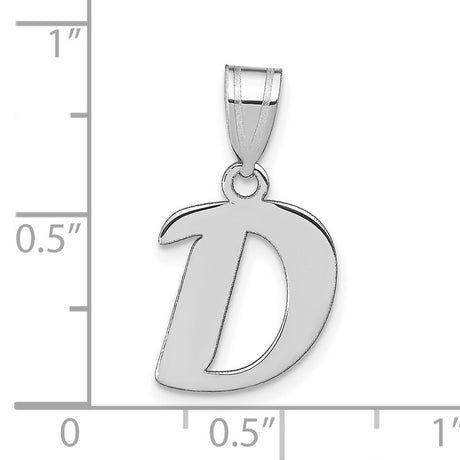 14k White Gold Initial Pendant, Bold Serif Letter D Charm for Women or Unisex Wear