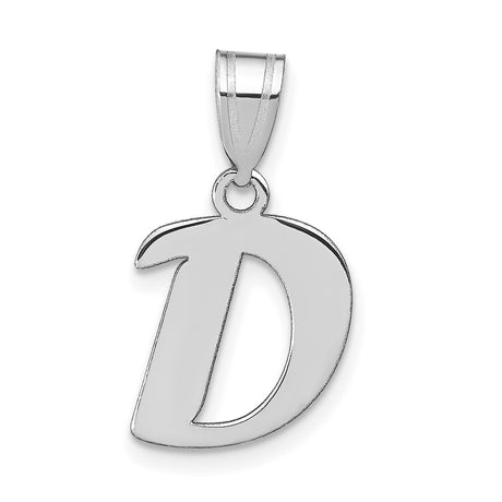 14k White Gold Initial Pendant, Bold Serif Letter D Charm for Women or Unisex Wear