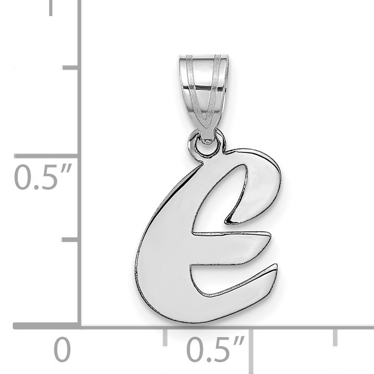 14k White Gold Initial E Pendant, Polished Lowercase Letter Charm for Women