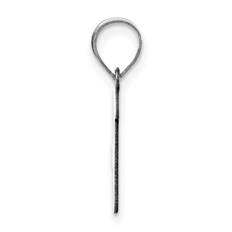 14k White Gold Initial F Pendant, Polished Script Monogram Charm for Women