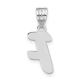 14k White Gold Initial F Pendant, Polished Script Monogram Charm for Women