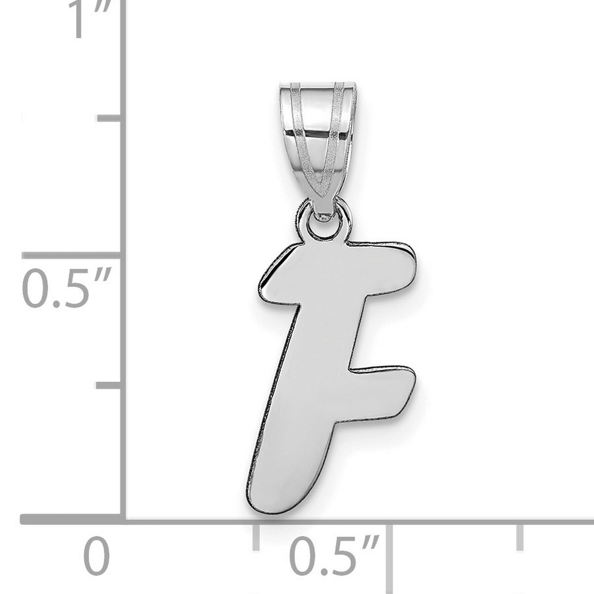 14k White Gold Initial F Pendant, Polished Script Monogram Charm for Women
