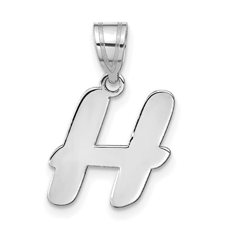 14k White Gold Initial H Pendant, Script Letter Charm, Monogram Jewelry for Women