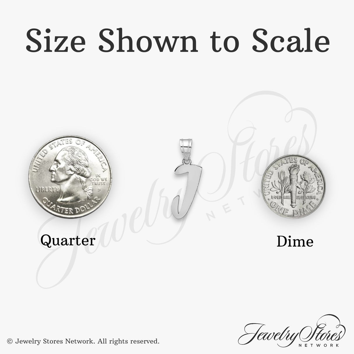 14k White Gold Letter J Pendant, Polished Script Initial Charm for Women