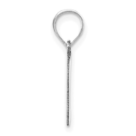 14k White Gold Initial L Pendant, Polished Script Letter Charm, Dainty Monogram Jewelry