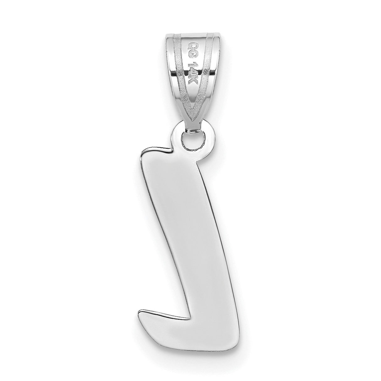 14k White Gold Initial L Pendant, Polished Script Letter Charm, Dainty Monogram Jewelry