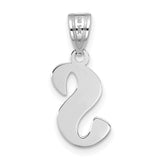 14k White Gold Script Letter S Pendant, Polished Initial Charm for Women
