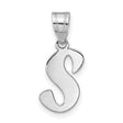 14k White Gold Script Letter S Pendant, Polished Initial Charm for Women