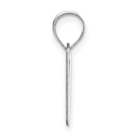 14k White Gold Initial V Pendant, Script Letter Charm, Polished Monogram Jewelry for Women