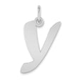 Polished Script Letter Y Initial Charm Pendant in Real 14k White Gold