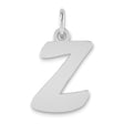 Polished Script Letter Z Initial Charm Pendant in Real 14k White Gold