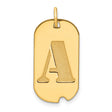 14k Yellow Gold Dog Tag Pendant with Cutout Letter A, Polished Monogram Charm