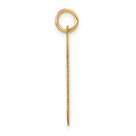 14k Yellow Gold Dog Tag Pendant with Textured Block Letter D Initial Charm