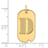 14k Yellow Gold Dog Tag Pendant with Textured Block Letter D Initial Charm