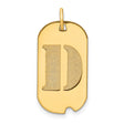 14k Yellow Gold Dog Tag Pendant with Textured Block Letter D Initial Charm