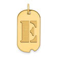 14k Yellow Gold Dog Tag Pendant with Cutout Block Letter E, Unisex Initial Charm