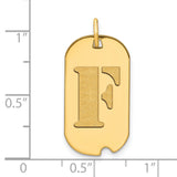 14k Yellow Gold Dog Tag Pendant with Cutout Letter F, Unisex Initial Charm