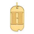 14k Yellow Gold Dog Tag Pendant with Letter H, Unisex Initial Charm