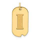 14k Yellow Gold Pendant with Block Letter I Cut-Out, Dog Tag Style Initial Charm