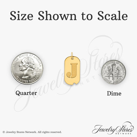 14k Yellow Gold Pendant, Dog Tag Style with Cutout Block Letter J Initial Charm