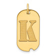 14k Yellow Gold Dog Tag Pendant, Letter K Flat Block Initial Charm, Unisex Modern Style