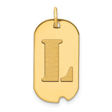 14k Yellow Gold Initial Pendant with Cutout Letter L, Dog Tag Style Charm