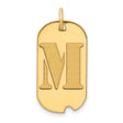 14k Yellow Gold Dog Tag Pendant with Textured Letter M, Unisex Initial Charm