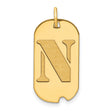 14k Yellow Gold Dog Tag Pendant with Textured Letter N, Unisex Initial Charm