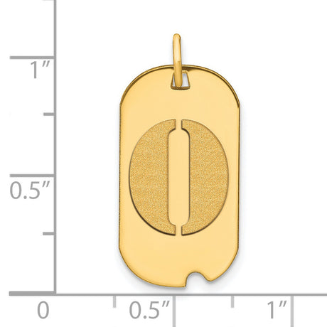 14k Yellow Gold Dog Tag Pendant with Cut-Out Oval Design, Modern Military Style