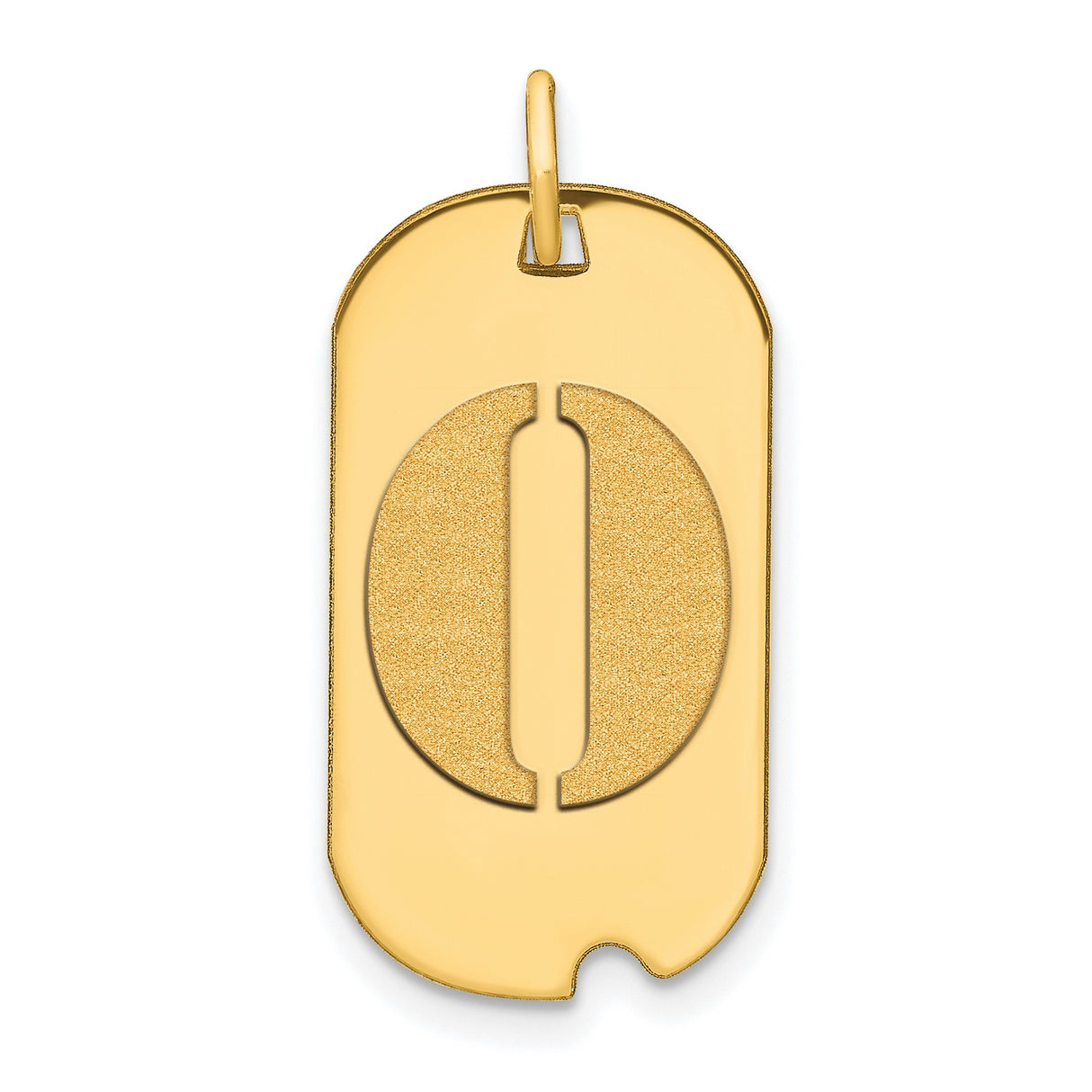 14k Yellow Gold Dog Tag Pendant with Cut-Out Oval Design, Modern Military Style