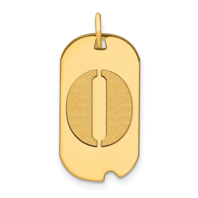 14k Yellow Gold Dog Tag Pendant with Cut-Out Oval Design, Modern Military Style