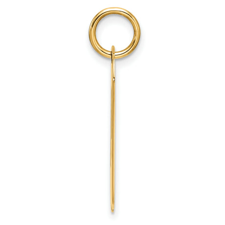 14k Yellow Gold Dog Tag Pendant with Raised Letter P, Textured Initial Charm