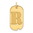 14k Yellow Gold Initial R Dog Tag Pendant with Polished Finish, Unisex Letter Charm