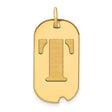 14k Yellow Gold Dog Tag Pendant with Letter T, Bold Initial Charm for Men or Unisex